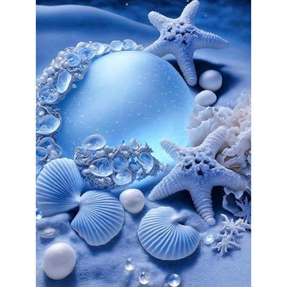 Coast Blue Seashells - Full Round Drill Diamond Painting 30*40CM