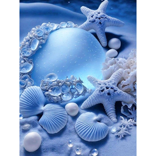 Coast Blue Seashells - Full Round Drill Diamond Painting 30*40CM