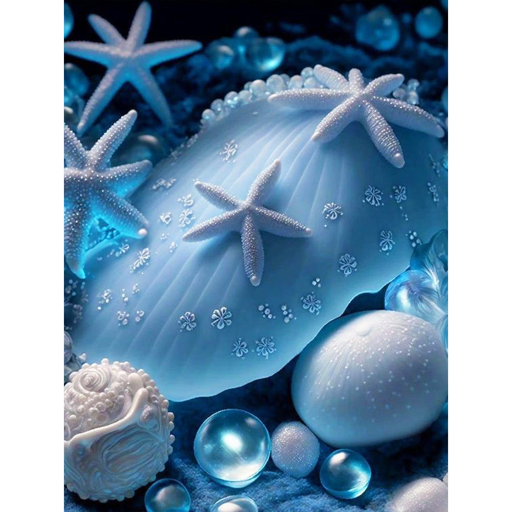 Coast Blue Seashells - Full Round Drill Diamond Painting 30*40CM
