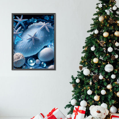 Coast Blue Seashells - Full Round Drill Diamond Painting 30*40CM