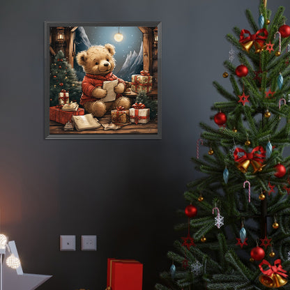 Christmas Eve Bear - Full Round Drill Diamond Painting 40*40CM