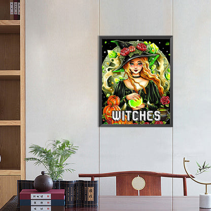 Green Potion Witch - Full Round Drill Diamond Painting 40*50CM