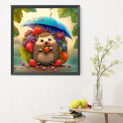 Umbrella Animal Hedgehog - Full Round Drill Diamond Painting 30*30CM