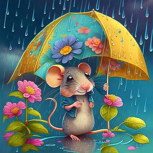 Umbrella Animal Mouse - Full Round Drill Diamond Painting 30*30CM