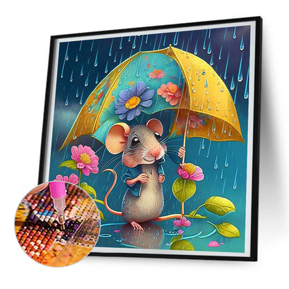 Umbrella Animal Mouse - Full Round Drill Diamond Painting 30*30CM