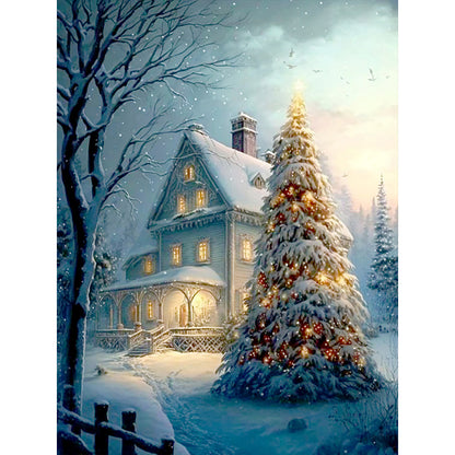 Christmas Tree In The Snow - Full Round Drill Diamond Painting 30*40CM