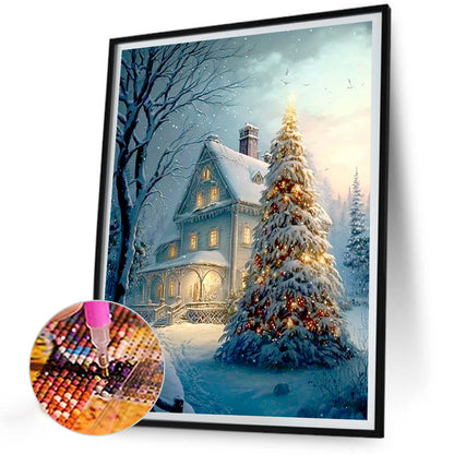 Christmas Tree In The Snow - Full Round Drill Diamond Painting 30*40CM