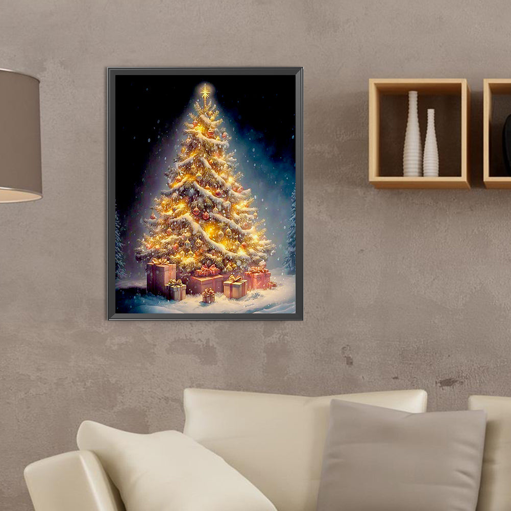 Christmas Tree In The Snow - Full Round Drill Diamond Painting 30*40CM