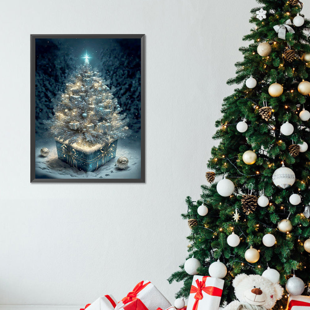 Christmas Tree In The Snow - Full Round Drill Diamond Painting 30*40CM