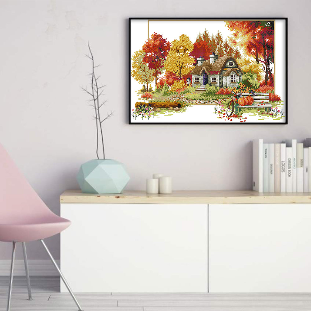 Four Seasons Of Autumn - 14CT Stamped Cross Stitch 56*38CM(Joy Sunday)