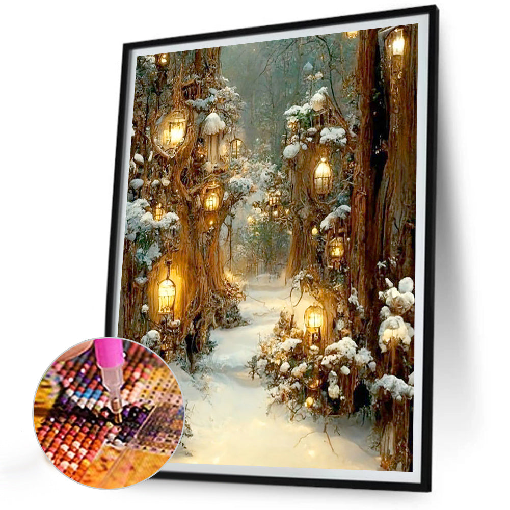 Snowy Scenery - Full Round Drill Diamond Painting 30*40CM