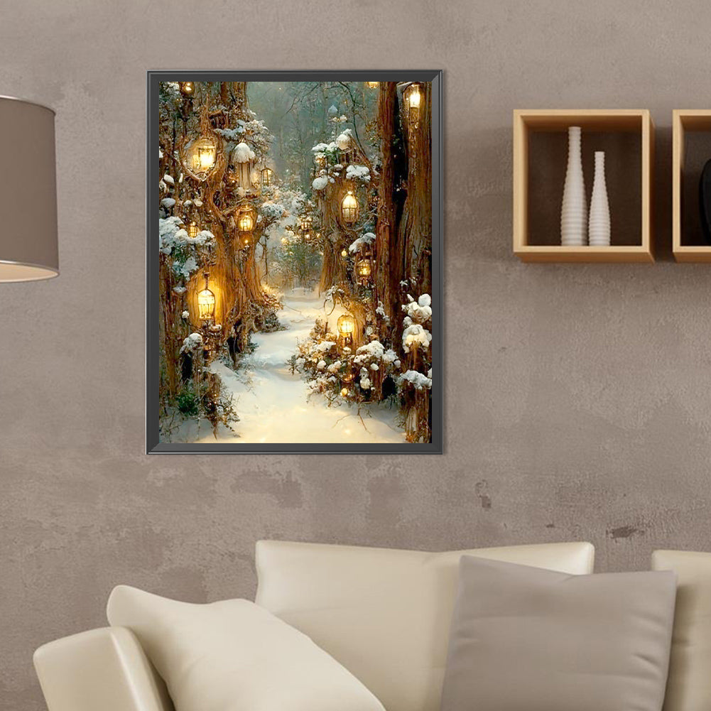 Snowy Scenery - Full Round Drill Diamond Painting 30*40CM