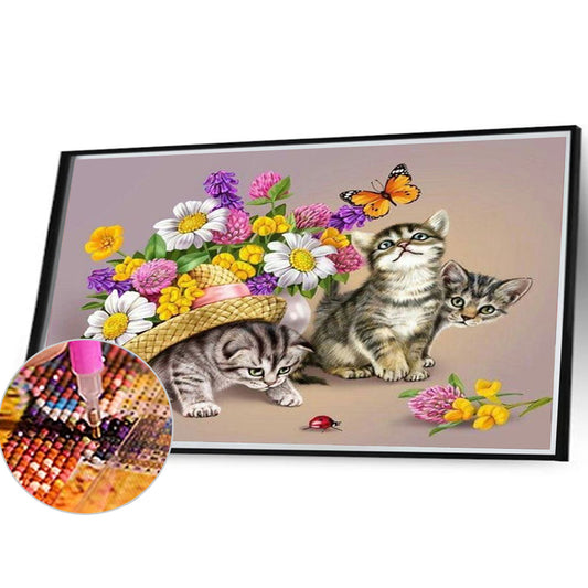 Three Kittens - Full Round Drill Diamond Painting 40*30CM
