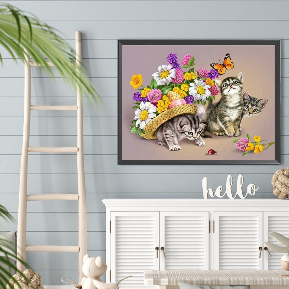 Three Kittens - Full Round Drill Diamond Painting 40*30CM