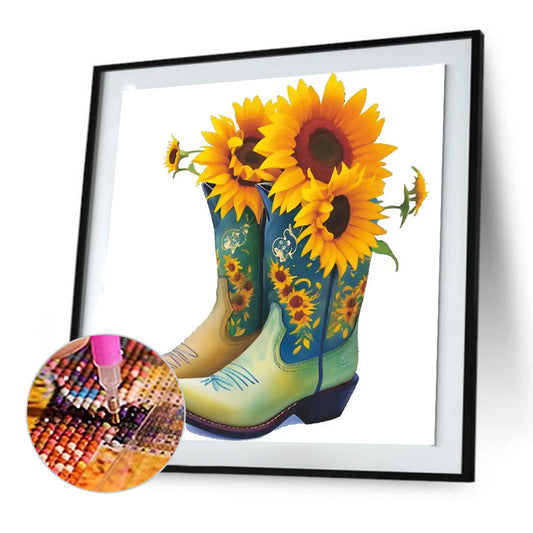 Floral Boots - Full Round Drill Diamond Painting 30*30CM
