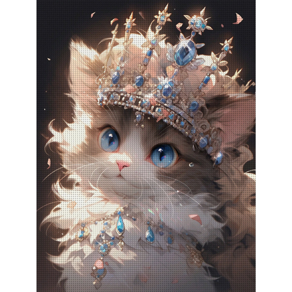 Cat With Crown - 11CT Stamped Cross Stitch 40*53CM