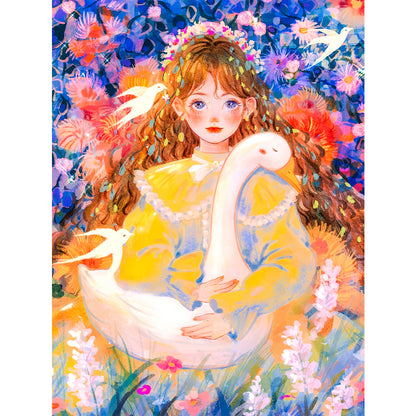 Swan Girl - 11CT Stamped Cross Stitch 40*53CM