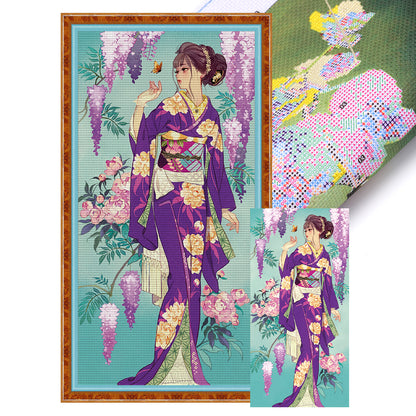 Japanese Woman - 11CT Stamped Cross Stitch 50*100CM