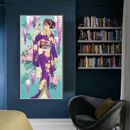 Japanese Woman - 11CT Stamped Cross Stitch 50*100CM