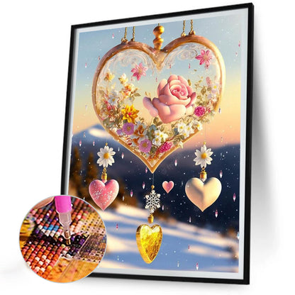 Snow Scene Love Pendant - Full Round Drill Diamond Painting 30*40CM