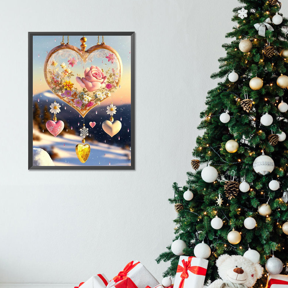 Snow Scene Love Pendant - Full Round Drill Diamond Painting 30*40CM