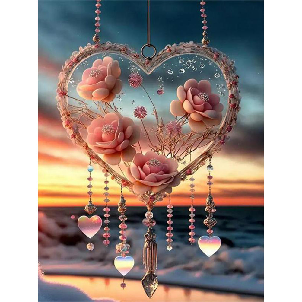 Snow Scene Love Pendant - Full Round Drill Diamond Painting 30*40CM