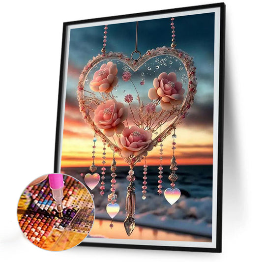 Snow Scene Love Pendant - Full Round Drill Diamond Painting 30*40CM