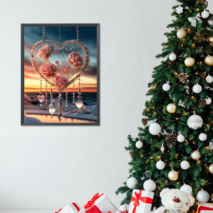 Snow Scene Love Pendant - Full Round Drill Diamond Painting 30*40CM
