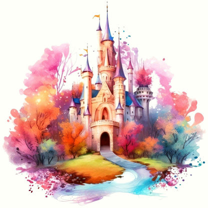 Fantasy Sky Castle - Full Round Drill Diamond Painting 30*30CM