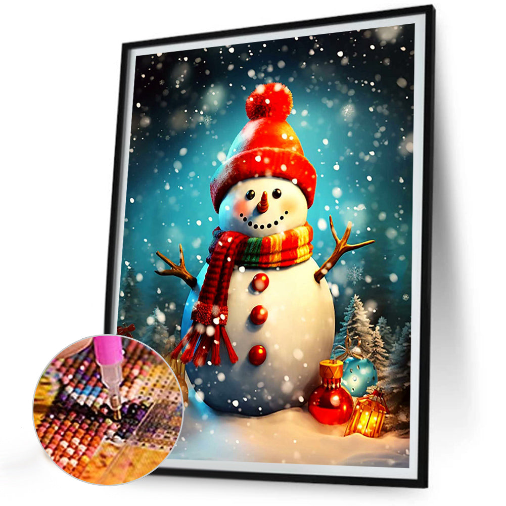 Snowman With Lights - Full Round Drill Diamond Painting 30*40CM