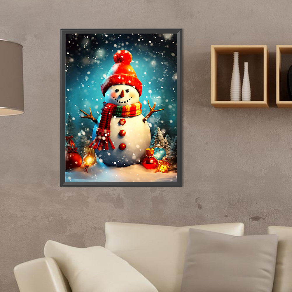 Snowman With Lights - Full Round Drill Diamond Painting 30*40CM