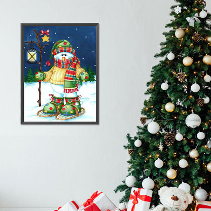 Skating Snowman - Full Round Drill Diamond Painting 30*40CM