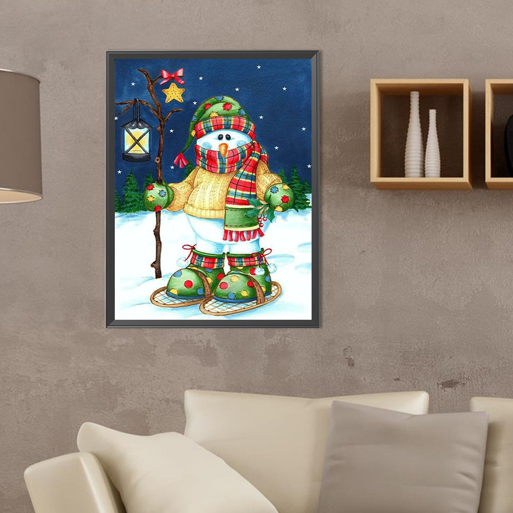 Skating Snowman - Full Round Drill Diamond Painting 30*40CM