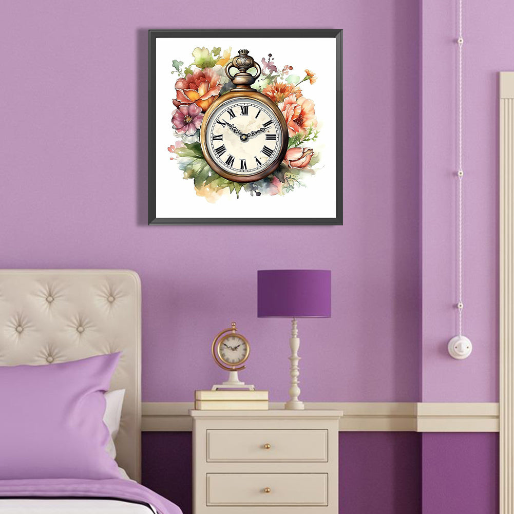 Flower Pocket Watch - Full Round Drill Diamond Painting 40*40CM