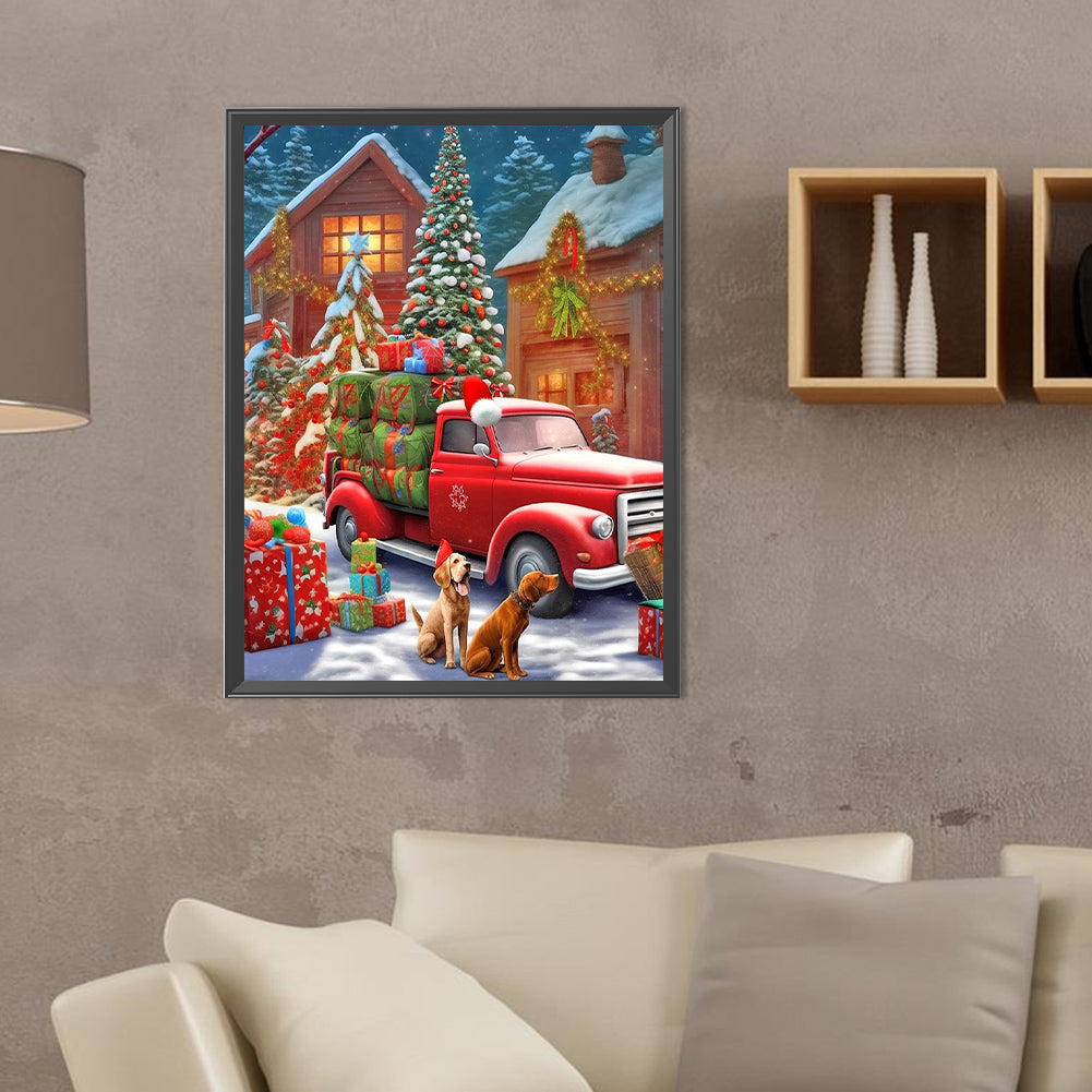 Christmas Car - Full Round Drill Diamond Painting 30*40CM