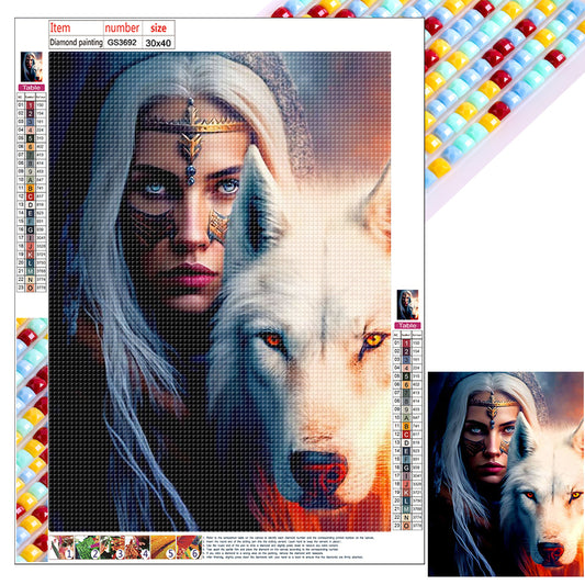 Beauty And The Wolf - Full Square Drill Diamond Painting 30*40CM