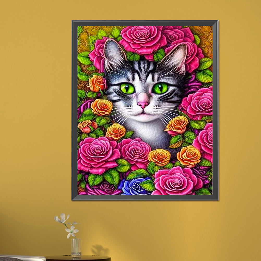 Flower Cat - Full Square Drill Diamond Painting 40*50CM