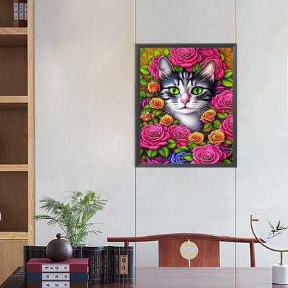 Flower Cat - Full Square Drill Diamond Painting 40*50CM