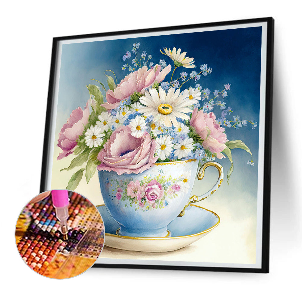 Tea Cup Bouquet - Full Round Drill Diamond Painting 30*30CM