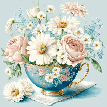 Tea Cup Bouquet - Full Round Drill Diamond Painting 30*30CM