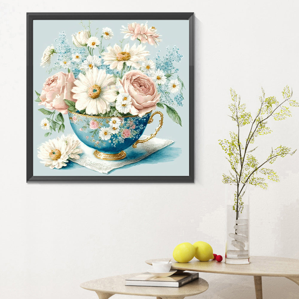 Tea Cup Bouquet - Full Round Drill Diamond Painting 30*30CM