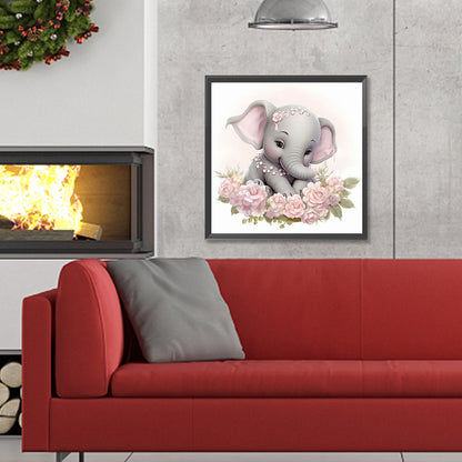 Cartoon Baby Elephant - Full Round Drill Diamond Painting 30*30CM