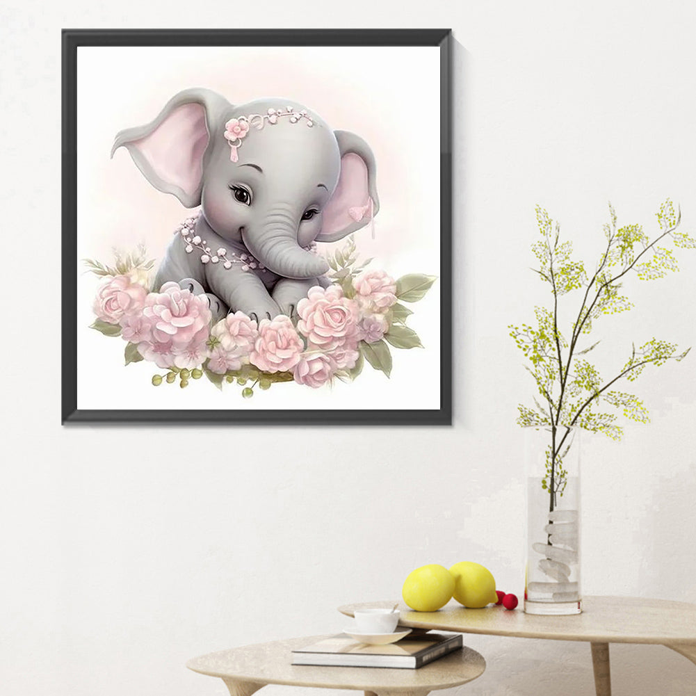 Cartoon Baby Elephant - Full Round Drill Diamond Painting 30*30CM