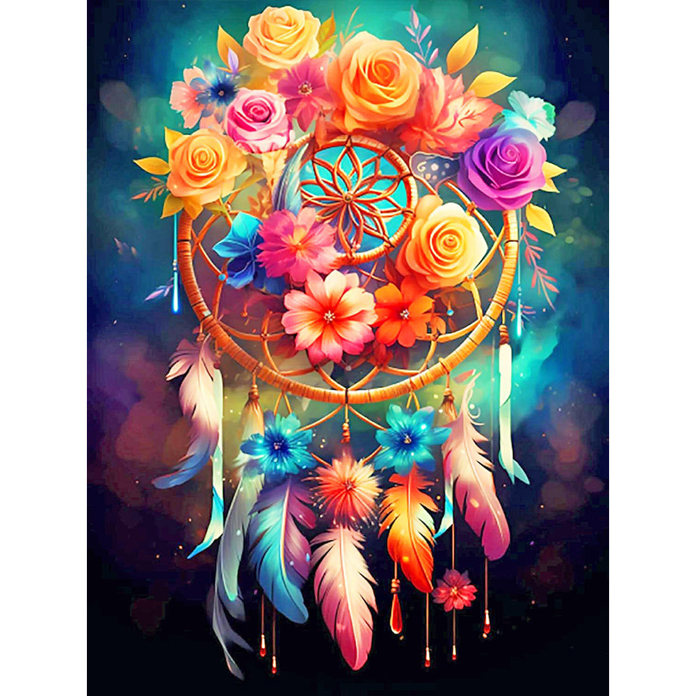 Rose Dream Catcher - Full Round Drill Diamond Painting 30*40CM