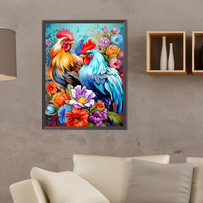 Two Cocks - Full Round Drill Diamond Painting 30*40CM