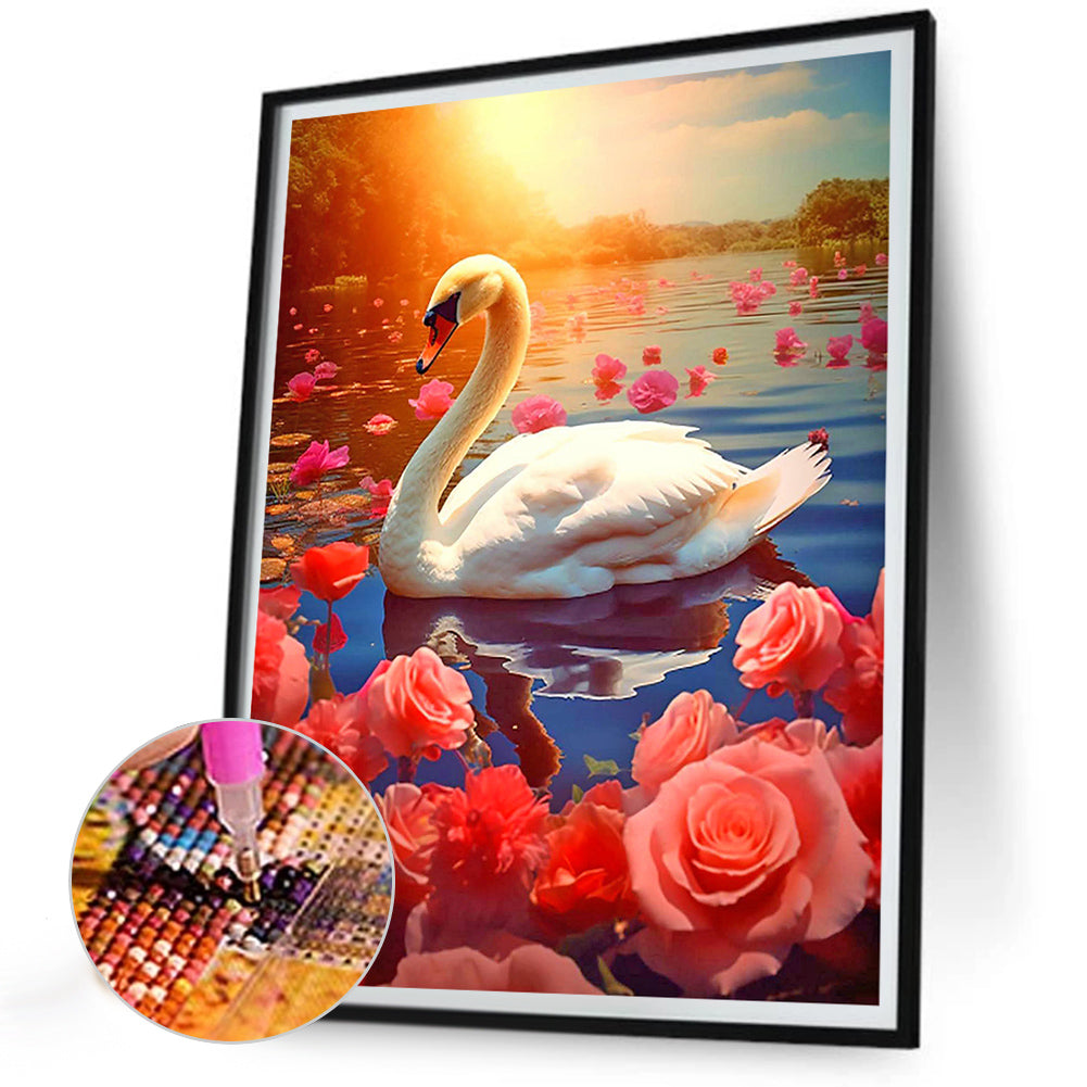 Swan - Full Round Drill Diamond Painting 30*40CM