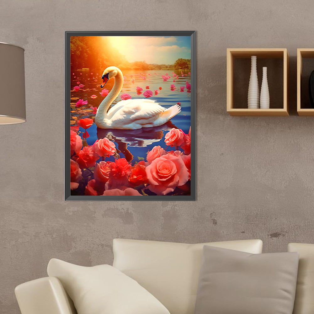 Swan - Full Round Drill Diamond Painting 30*40CM