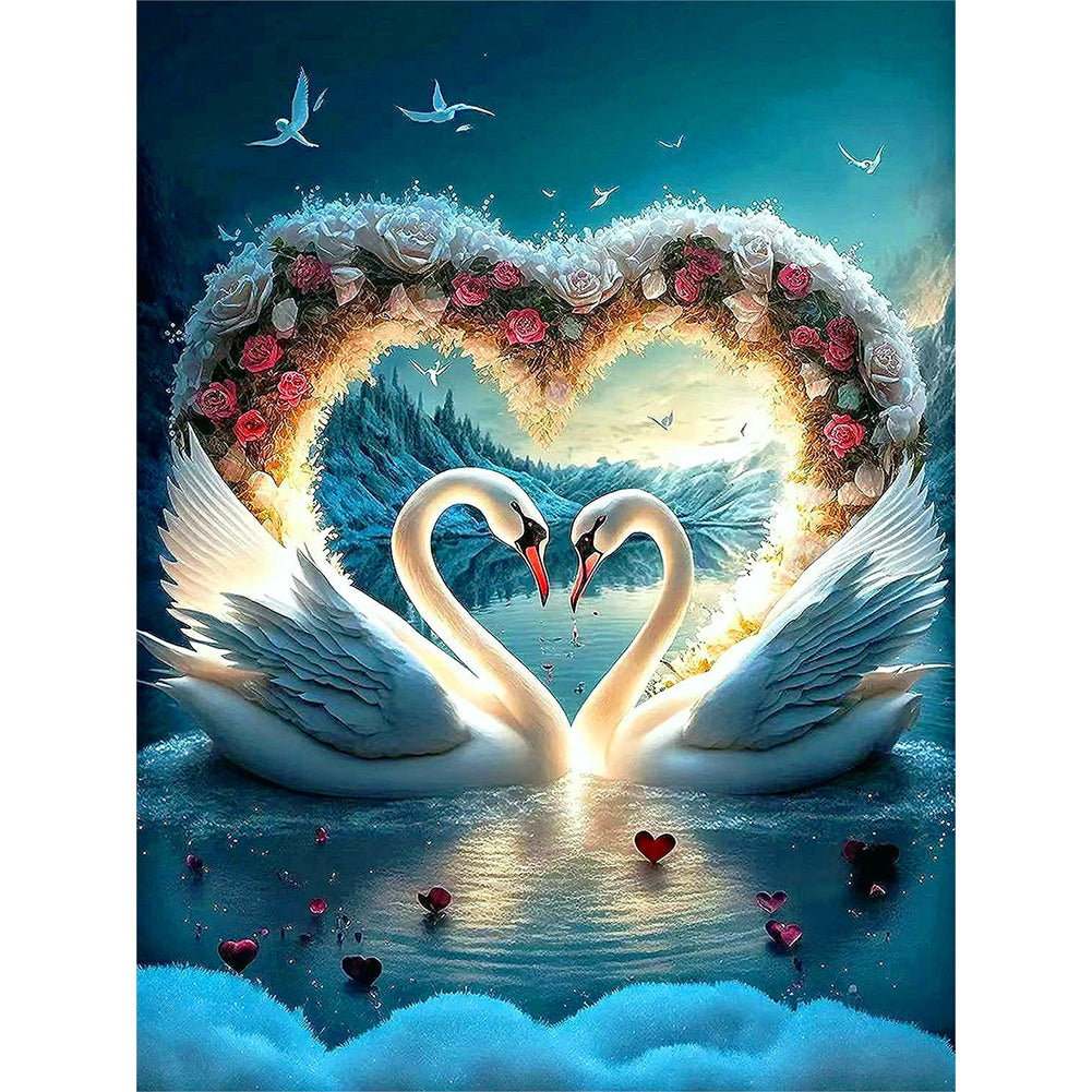 Love Swan - Full Round Drill Diamond Painting 30*40CM