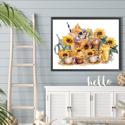 Sunflower Drink - Full Round Drill Diamond Painting 40*30CM