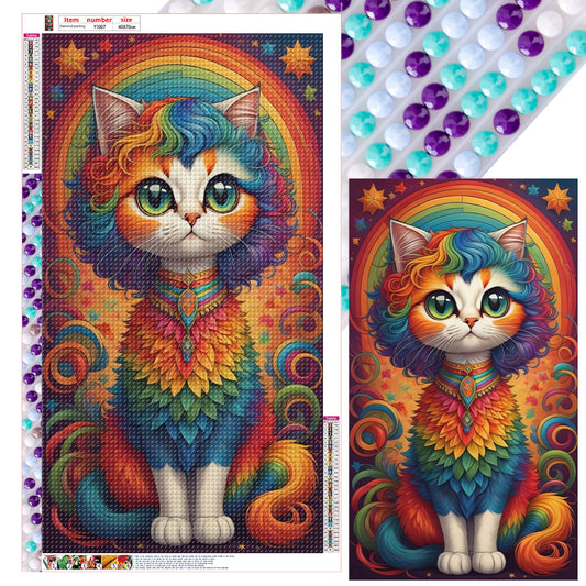 Rainbow Cat - Full Round Drill Diamond Painting 40*70CM